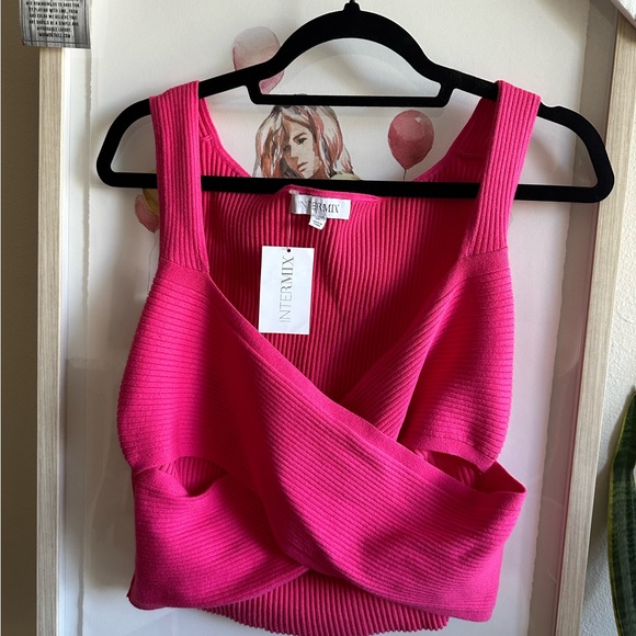 NWT - INTERMIX ELENI CROSS FRONT KNIT TOP - XL - Picture 4 of 7